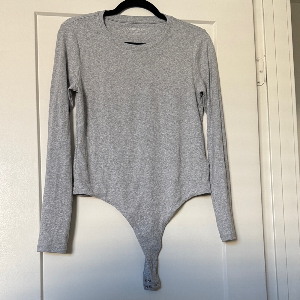 Calvin Klein Jeans Gray Long Sleeve Bodysuit